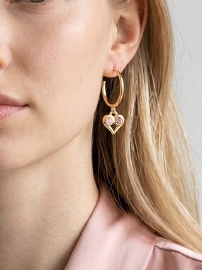 Oscar de la Renta 14K-Gold-Plated & Glass Crystal Heart Drop Earrings